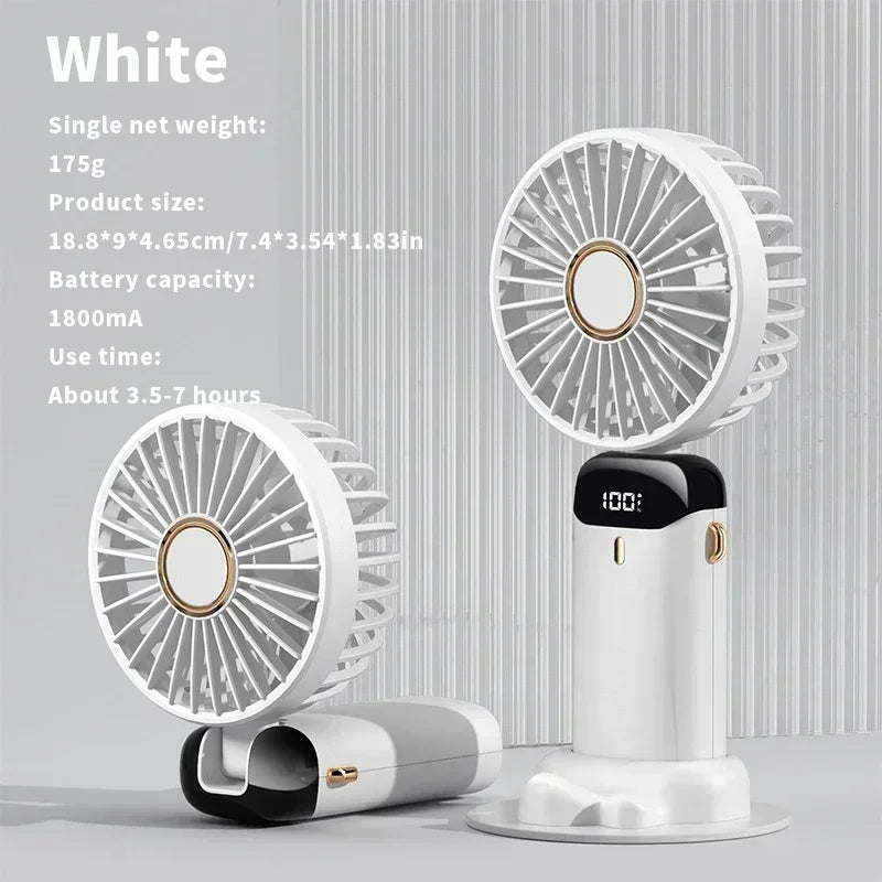 Ventilador elétrico portátil, ar condicionado, mini refrigerador, recarregável, ventiladores de pescoço para casa, mão,  lâminas de condicionamento.