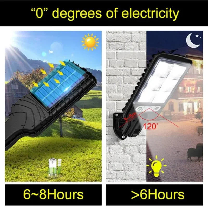 Lâmpada de parede solar para pátio, área externa, com 3 modos, à prova d'água, sensor de movimento, iluminação de segurança, luzes de rua para jardim, pátio.