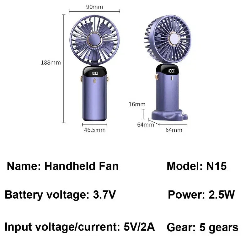 Ventilador elétrico portátil, ar condicionado, mini refrigerador, recarregável, ventiladores de pescoço para casa, mão,  lâminas de condicionamento.