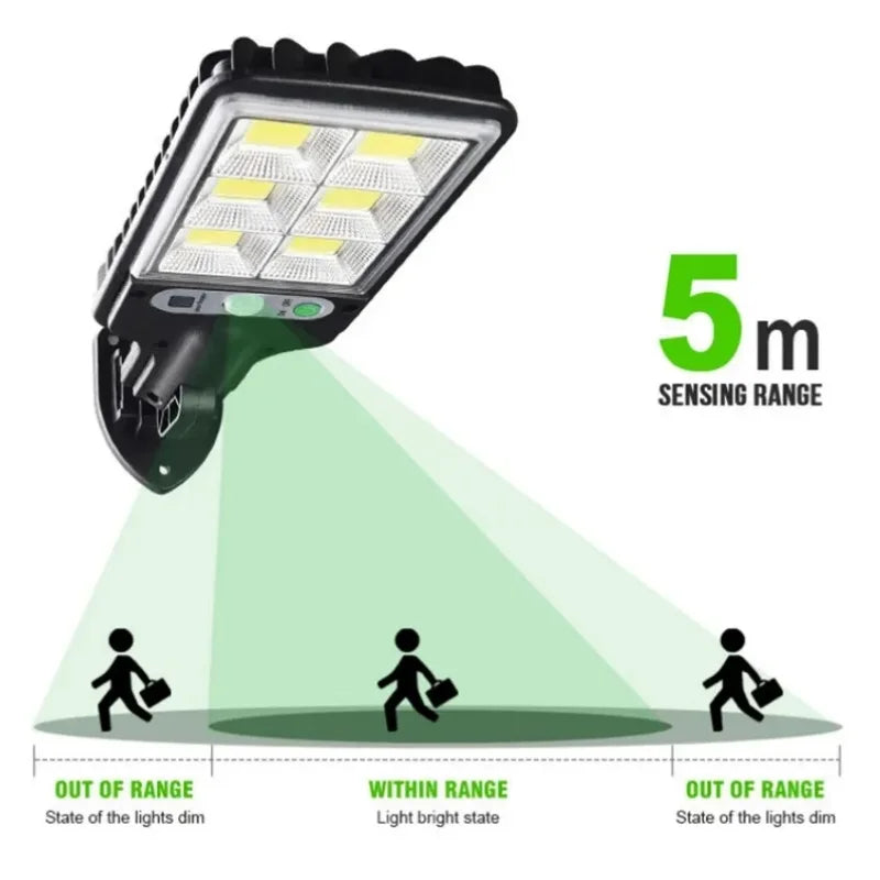 Lâmpada de parede solar para pátio, área externa, com 3 modos, à prova d'água, sensor de movimento, iluminação de segurança, luzes de rua para jardim, pátio.